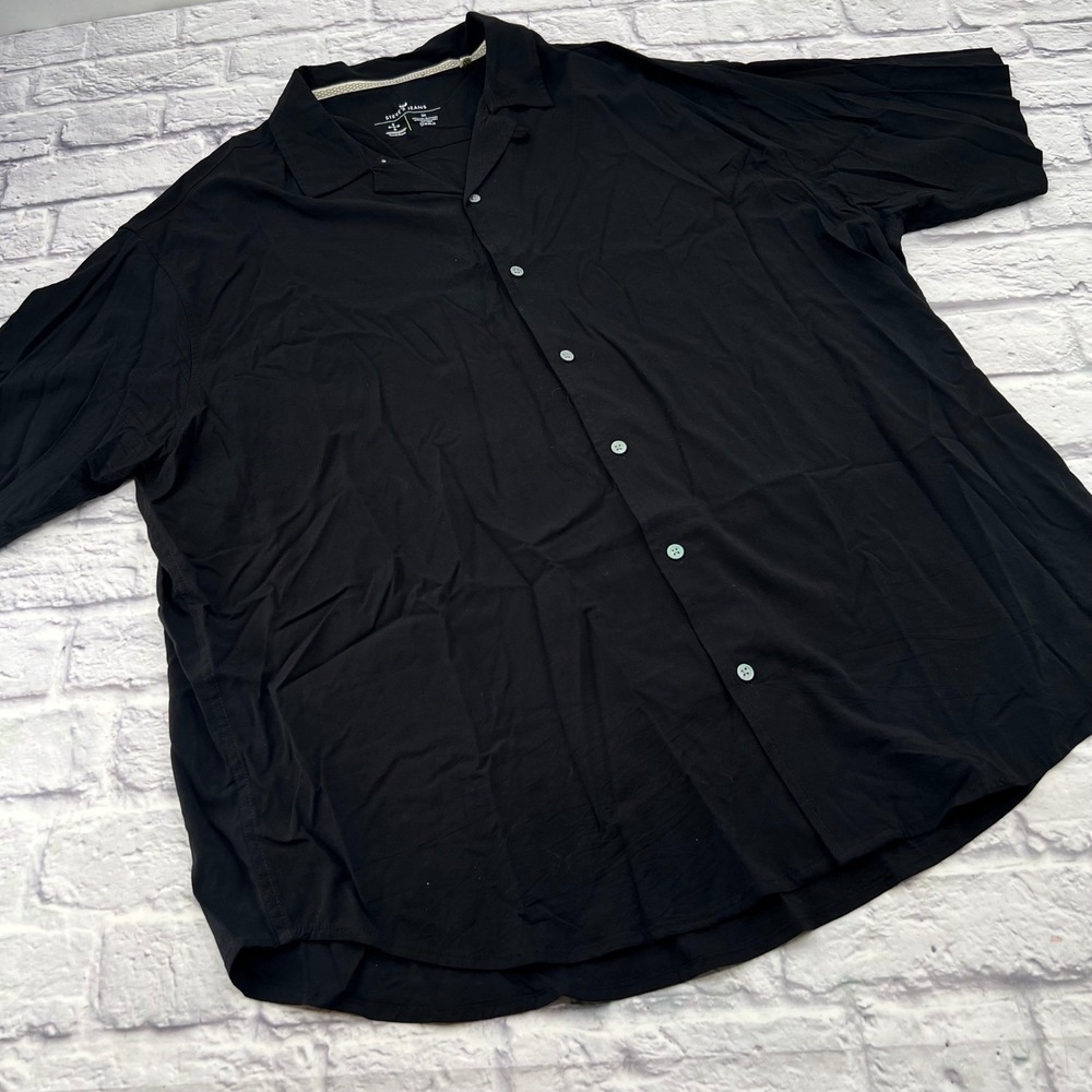 Steve's Jeans Mens 3X Black Short Sleeve Button Up Shirt Stretch Rayon Solid